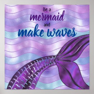 Wees een zeemeermin en maak Waves Fun Holographic  Poster