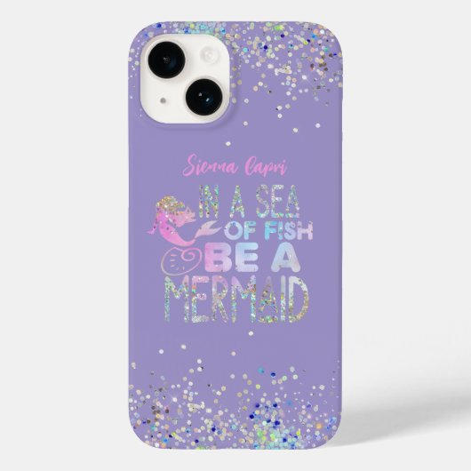 "Wees een zeemeermin" iriserend hologram glitter Case-Mate iPhone Case (Achterkant)