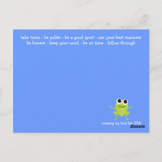 "Wees eerlijk" Cute hopping frog Briefkaart (Achterkant)
