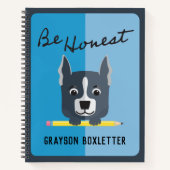 Wees eerlijk, grijze papuppy Dog Art Blue Notitieboek (Voorkant)