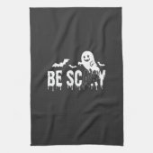 Wees eng Halloween Geest Vleermuis Ontwerp_1 Theedoek (Verticaal)