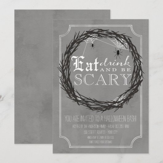 Wees eng Halloween party uitnodigen Kaart (Voorkant / Achterkant)