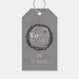 Wees eng labels met cadeaus voor halloween cadeaulabel