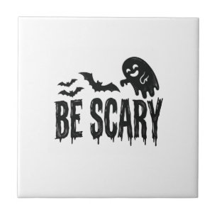 Wees eng vintage vleermuis Halloween shirt ontwerp Tegeltje