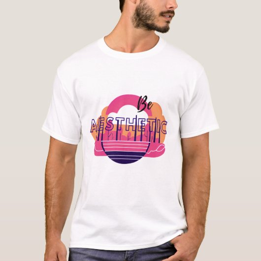 "Wees esthetisch" tekst met een levendige, retro-z T-shirt (Voorkant)