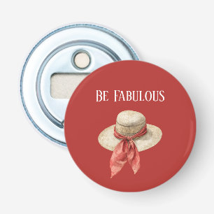 Wees Fabulous Rode Strikhoed Button Flesopener