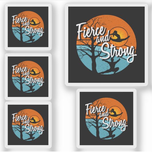 Wees fel, wees sterk vrouwen gymnastiek sticker (Voorkant)