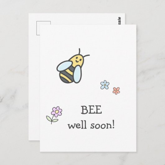 WEES gauw! Schattigee bloemen en bijen krijgen goe Briefkaart (Voorkant / Achterkant)