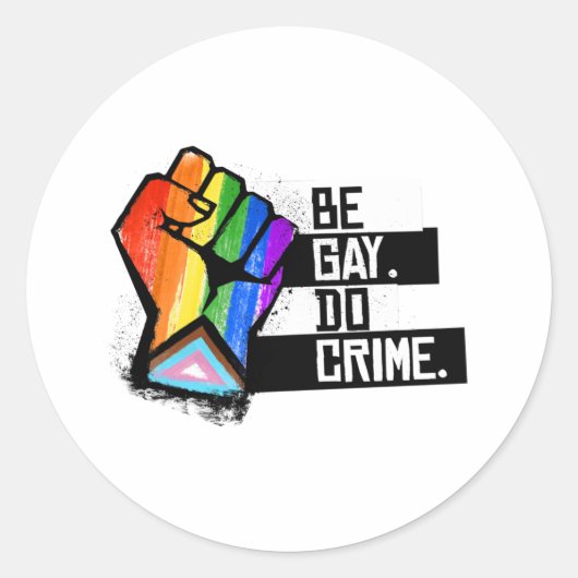 Wees Gay Do Crime Ronde Sticker (Voorkant)