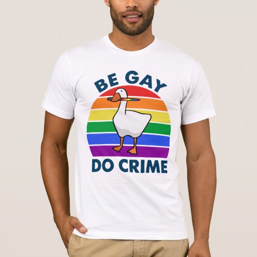 Wees Gay Doe Misdaad Gans Kleur Regenboog Mes T-shirt (Voorkant)