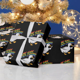 Wees Gay Doe Misdaad Grappige Gans Regenboog Trots Cadeaupapier