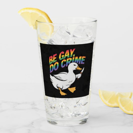 Wees Gay Doe Misdaad Grappige Gans Regenboog Trots Glas (Voorkant ijs)