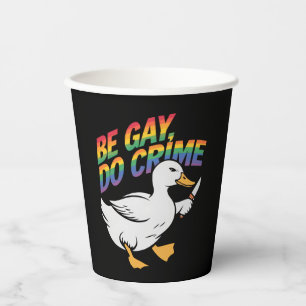 Wees Gay Doe Misdaad Grappige Gans Regenboog Trots Papieren Bekers