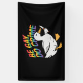 Wees Gay Doe Misdaad Grappige Gans Regenboog Trots Spandoek (Verticaal)