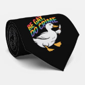 Wees Gay Doe Misdaad Grappige Gans Regenboog Trots Stropdas (Opgerold)