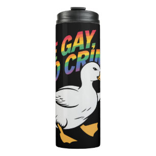Wees Gay Doe Misdaad Grappige Gans Regenboog Trots Thermosbeker