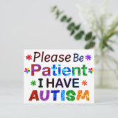 Wees geduldig als ik autisme heb briefkaart (Staand voorkant)