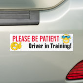 Wees geduldig, driver in training Emoji Bumpersticker (Op auto)