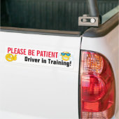 Wees geduldig, driver in training Emoji Bumpersticker (Op Truck)