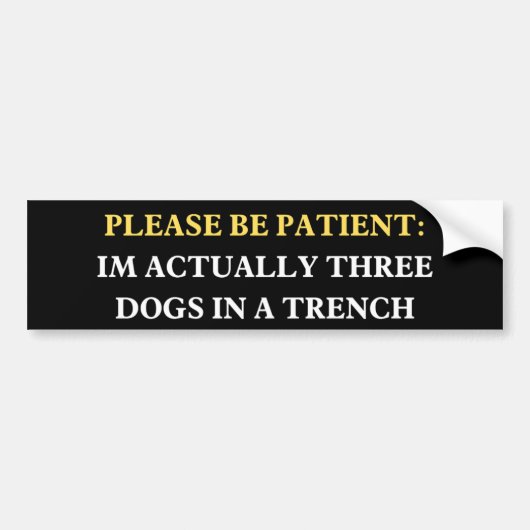 Wees geduldig: in feite drie honden bumpersticker (Voorkant)