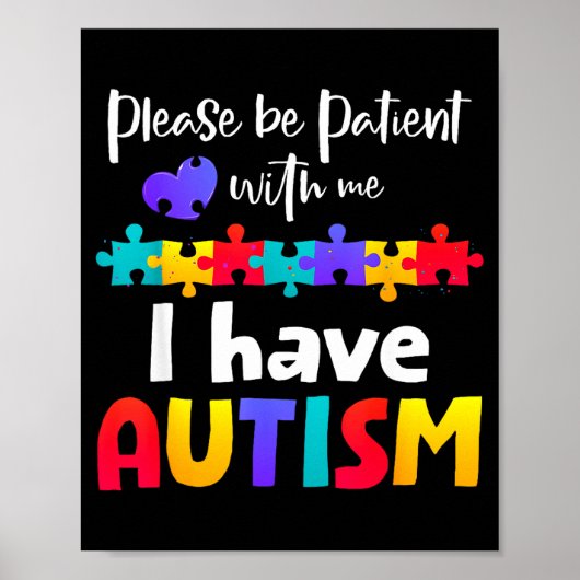 Wees geduldig met mij, ik heb een autisme puzzel a poster (Voorkant)