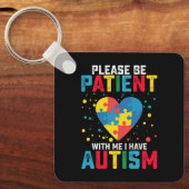 Wees geduldig met mij. Ik heb kennis van autisme Sleutelhanger (Voorkant)