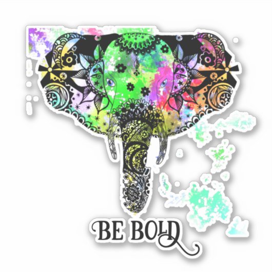 Wees gedurfd boho mandala olifant sticker (Voorkant)