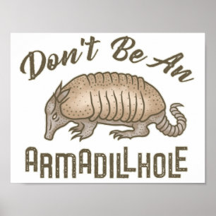 Wees geen Armadillhole Funny Armadillo Animal Poster