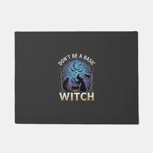 Wees geen basisheks Halloween Ketel Zwarte katten Deurmat (Voorkant)
