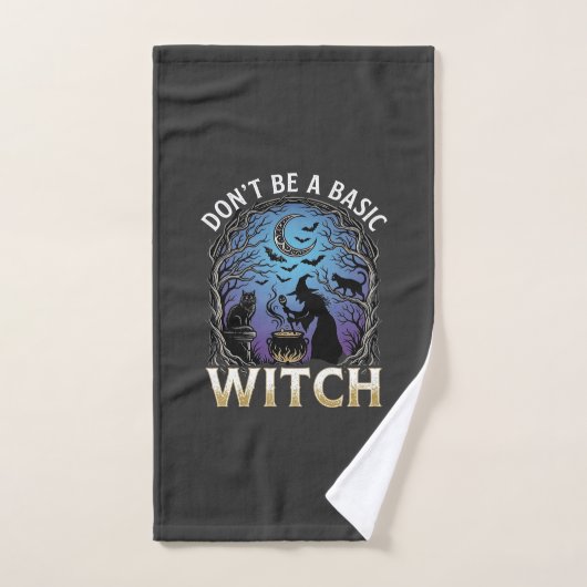 Wees geen basisheks Halloween Ketel Zwarte katten Handdoek (Handdoek)