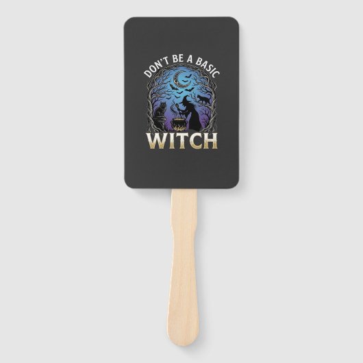 Wees geen basisheks Halloween Ketel Zwarte katten Handwaaier (Voorkant)
