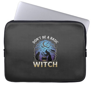 Wees geen basisheks Halloween Ketel Zwarte katten Laptop Sleeve