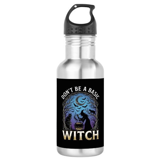 Wees geen basisheks Halloween Ketel Zwarte katten Waterfles (Voorkant)