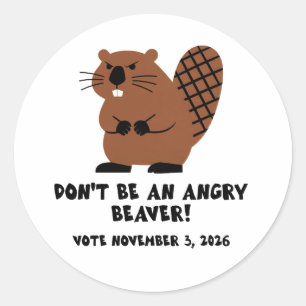 Wees geen boze bever Stem 3 november 2026  Ronde Sticker