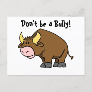 Wees geen Bully Bull Koe Grappige Kinder Cartoon Briefkaart
