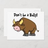 Wees geen Bully Bull Koe Grappige Kinder Cartoon Briefkaart (Voorkant / Achterkant)
