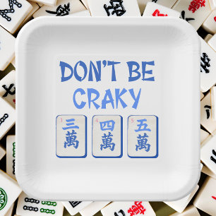 Wees geen Craky Mahjong Blue Crak Tegels Papieren Bordje
