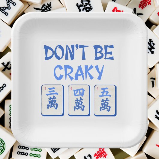 Wees geen Craky Mahjong Blue Crak Tegels Papieren Bordje