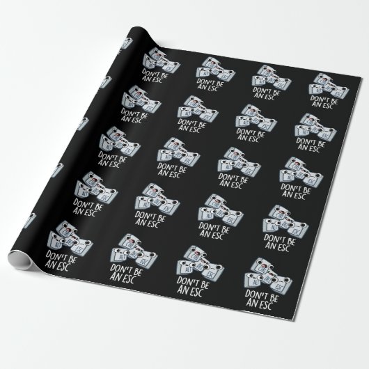 Wees geen ESC Grappig Keyboard Pun Dark BG Cadeaupapier (Uitgerold)