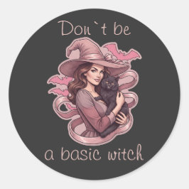 Wees geen gewone heks Roze Vleermuis & Zwarte Kat Ronde Sticker