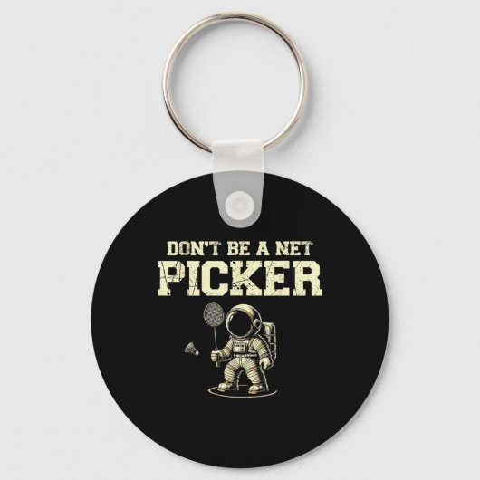 Wees geen Net Picker Badminton Player Shuttle Rack Sleutelhanger (Voorkant)