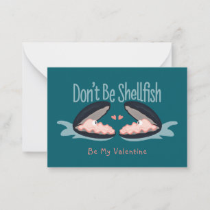 Wees geen schelpachtig Oesters Kinderen Valentijns Notitiekaartje