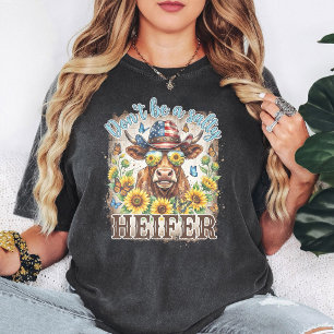 Wees Geen Zoute Vaars Funny Koe Amerikaanse Vlag H T-shirt