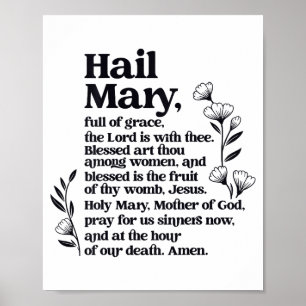 Wees Gegroet Gebed Marian Bloem Christelijke Gezeg Poster