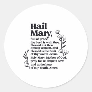 Wees Gegroet Gebed Marian Bloem Christelijke Gezeg Ronde Sticker