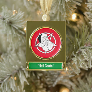 Wees gegroet Kerstman! pentagram Verguld Banner Ornament