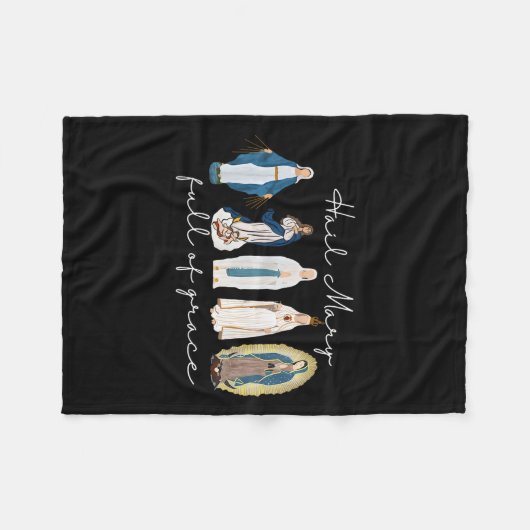 Wees gegroet Maria vol genade, Heilige Maagd Maria Fleece Deken (Voorkant (Horizontaal))