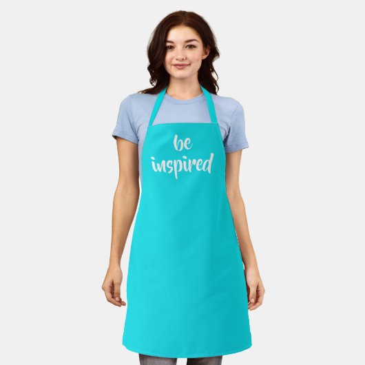 "Wees geïnspireerd" Aqua Blue Schort (Gedragen)