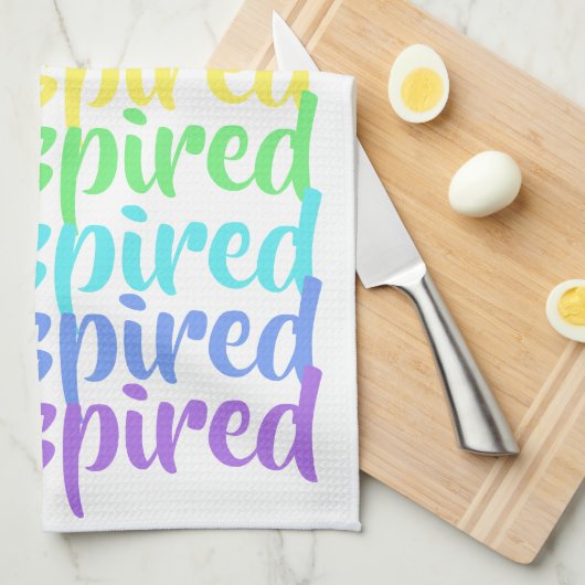 "Wees geïnspireerd" Rainbow Kitchen Towel Theedoek (Quarter Fold)