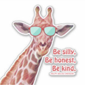Wees Gekke Wees eerlijk Sind Emerson Quote Giraffe Sticker (Voorkant)